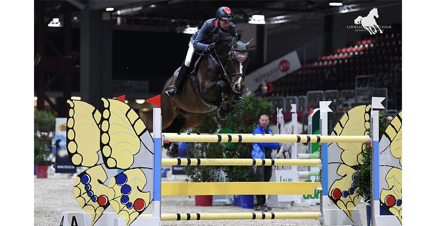 Denis Nielsen (RA München) und seine bayerische Stute Taquadriga siegen im schwersten Freitagsspringen